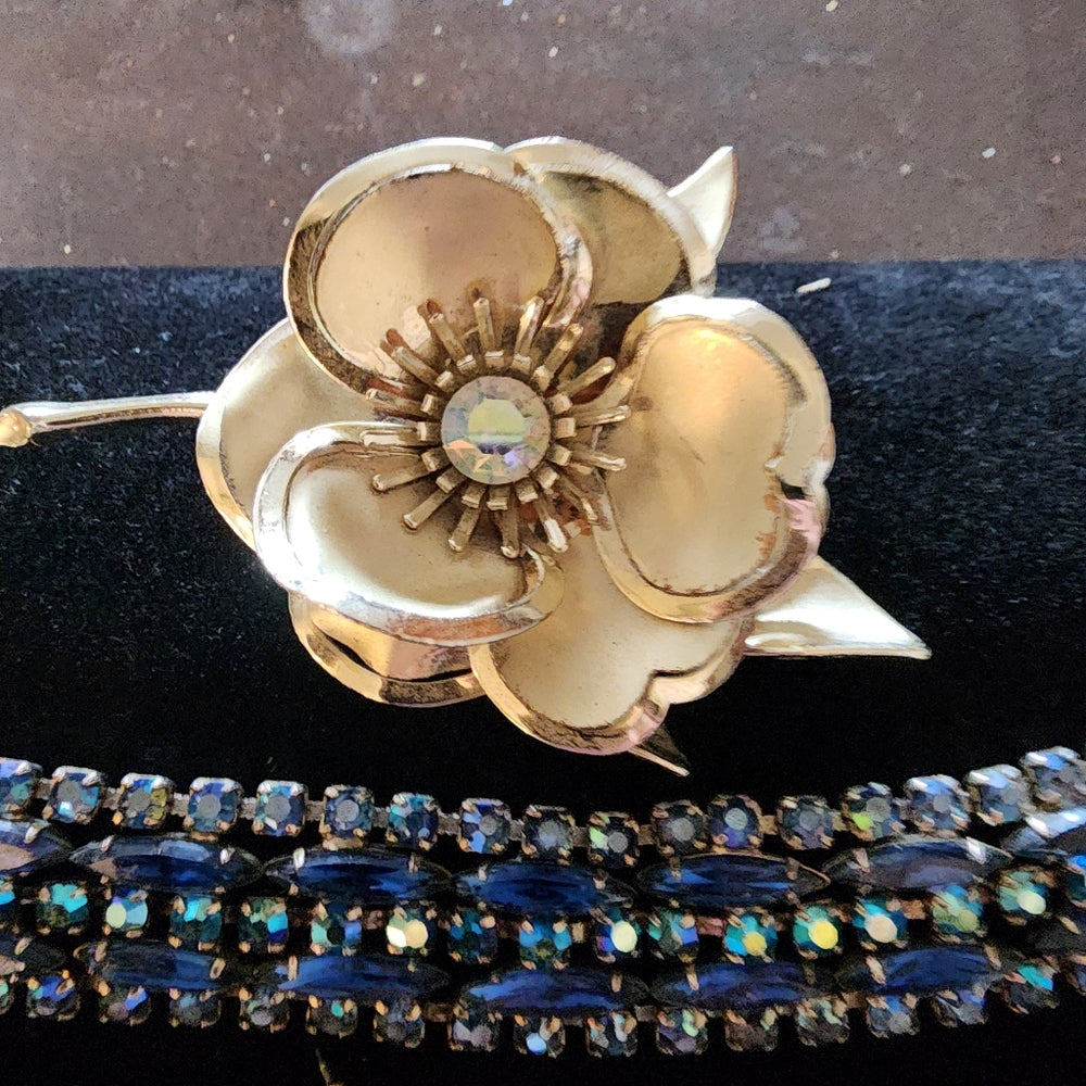 Fashion rhinestone costume jewelry 4pc lot earings bracelets brooch