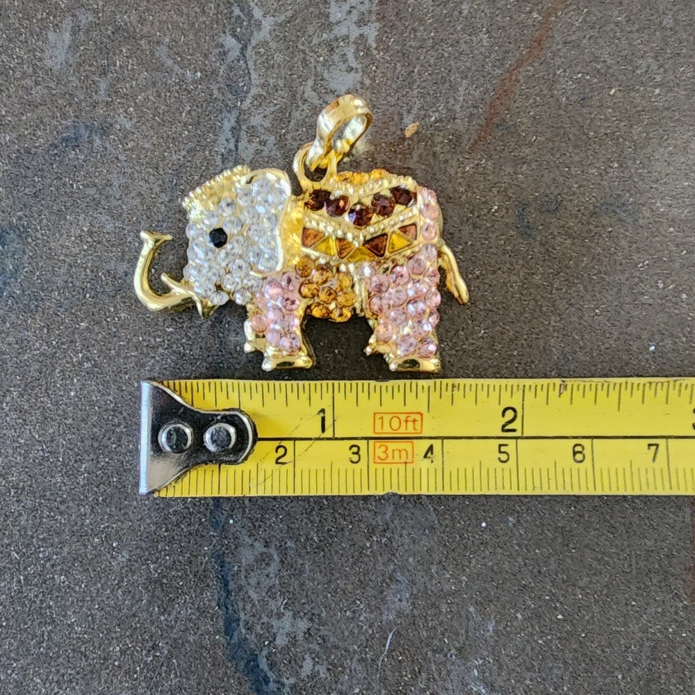 Rhinestone gold tone elephant pendant  fashion costume jewelry