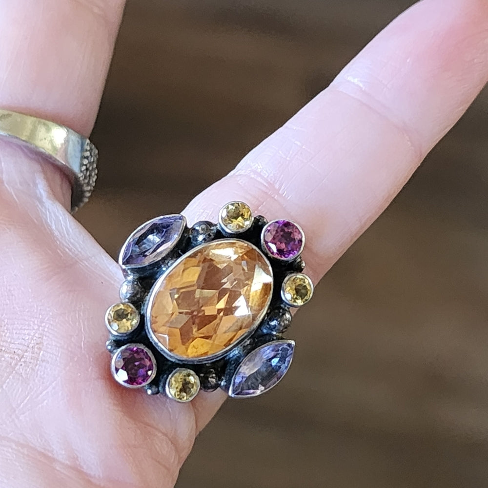 Designer Nicky Butler Sterling silver multigstone ring size 7 fine jewelry