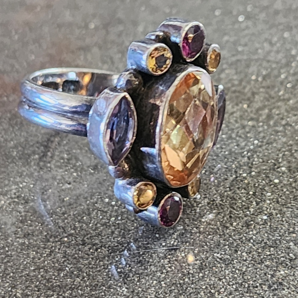 Designer Nicky Butler Sterling silver multigstone ring size 7 fine jewelry