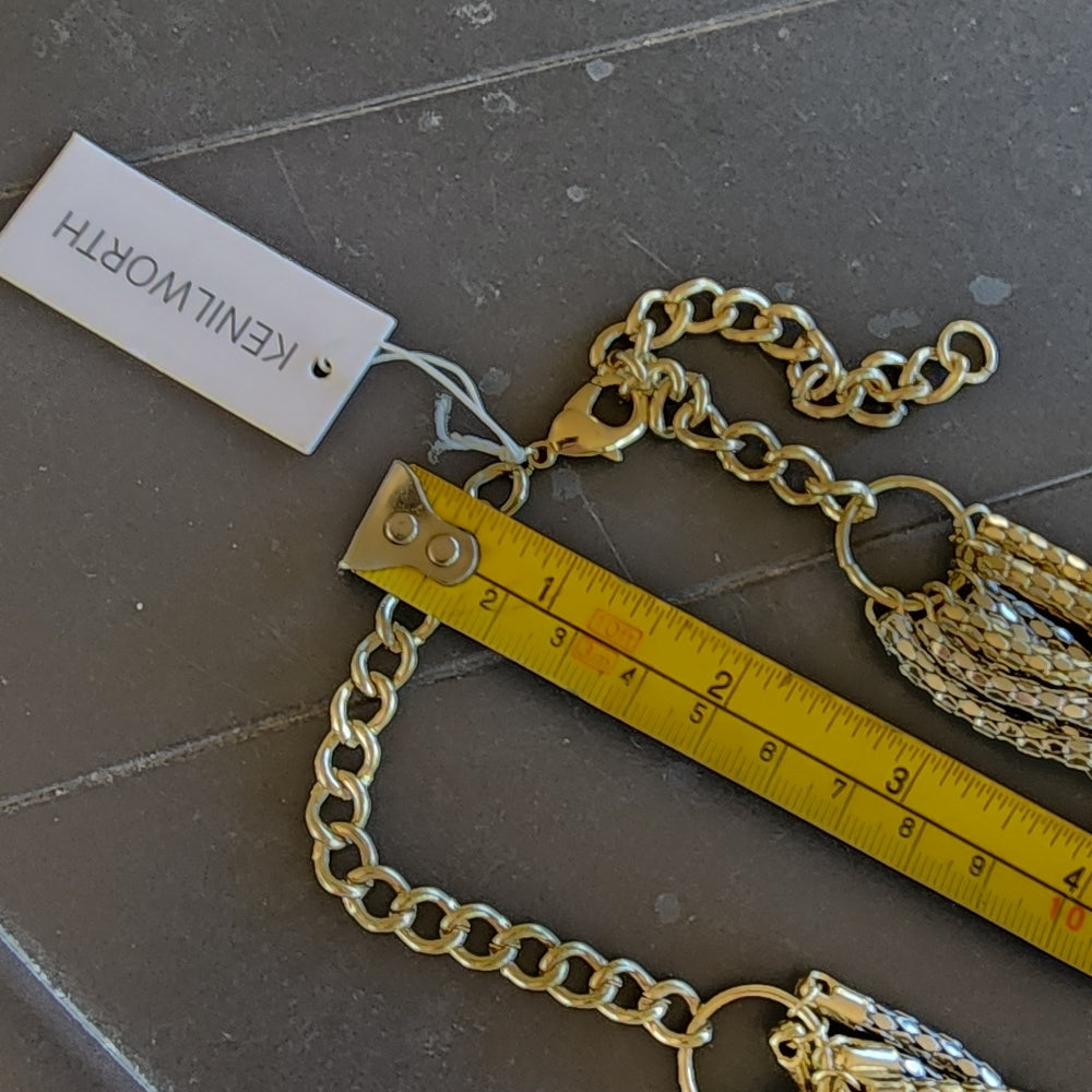 Designer Silver & Gold Tone Multi Strand Snake Chain Mesh Kenilworth Necklace