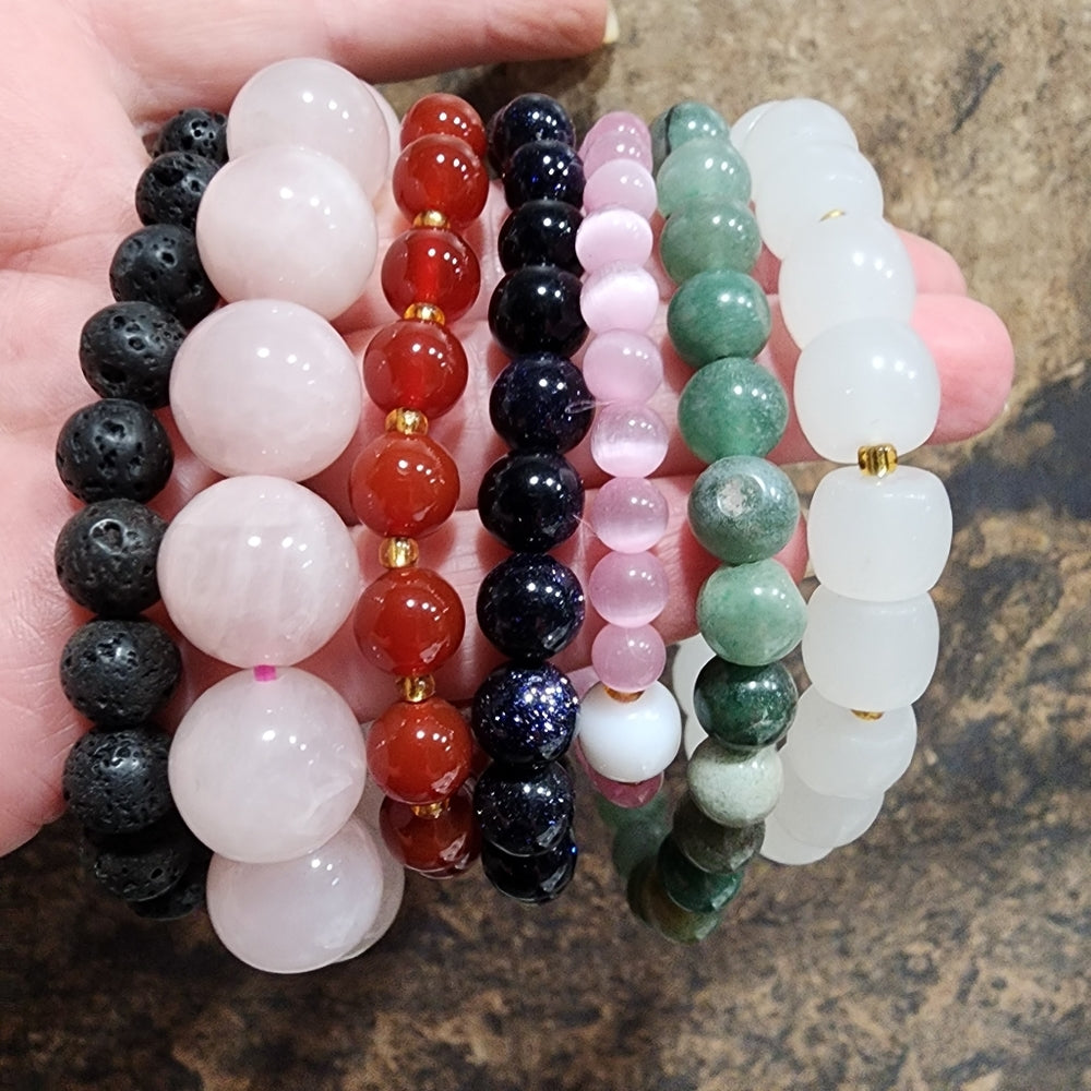 Stretch bracelets bundle Jewelry lot Semi precious gemstones Healing Health Love