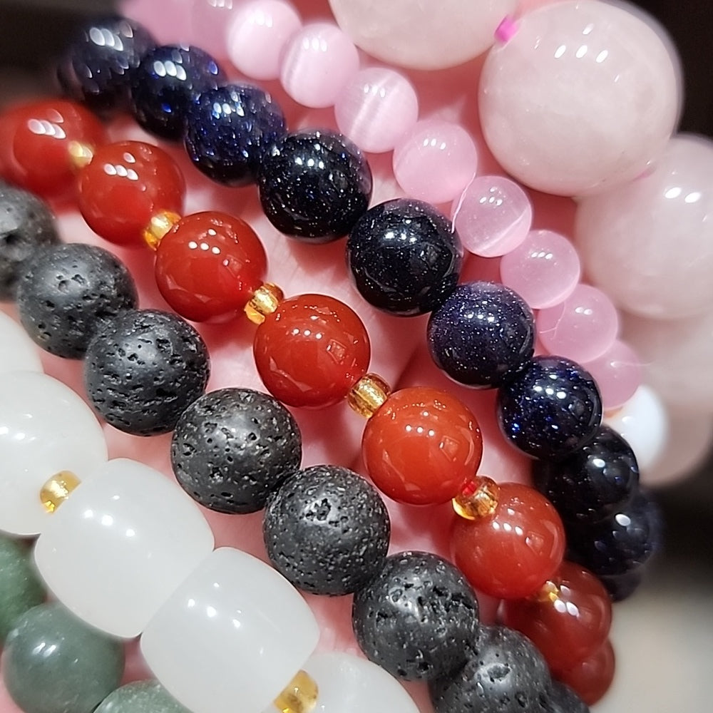 Stretch bracelets bundle Jewelry lot Semi precious gemstones Healing Health Love
