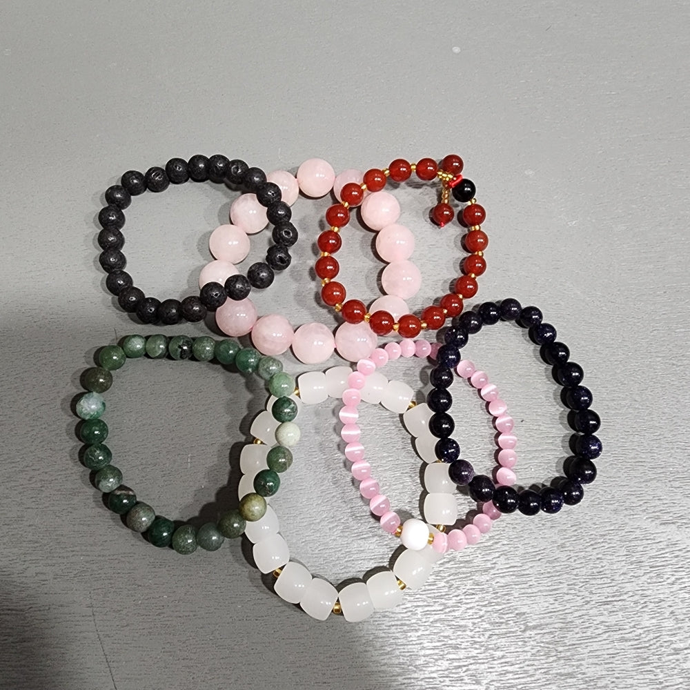 Stretch bracelets bundle Jewelry lot Semi precious gemstones Healing Health Love