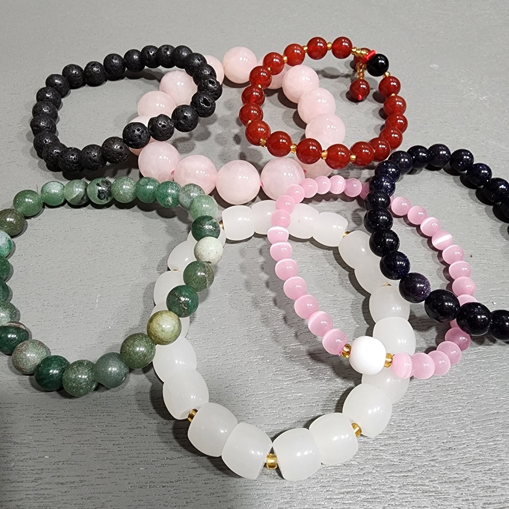 Stretch bracelets bundle Jewelry lot Semi precious gemstones Healing Health Love