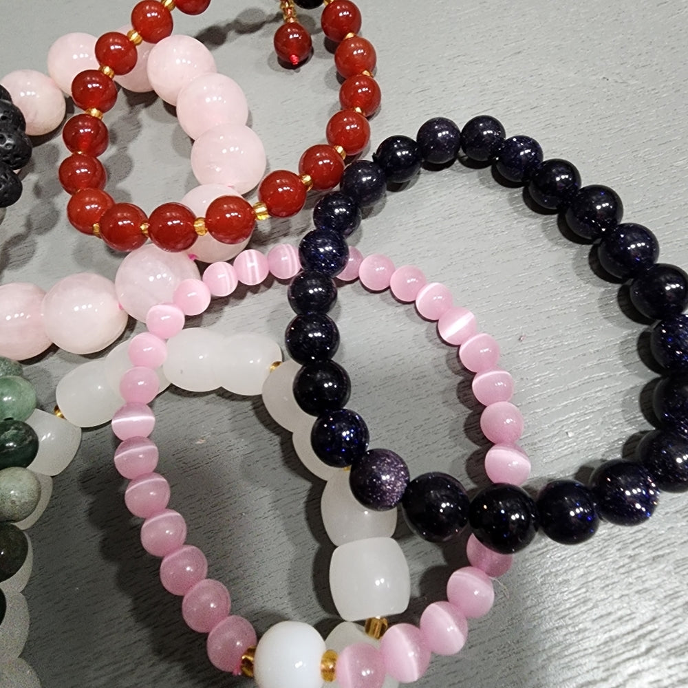 Stretch bracelets bundle Jewelry lot Semi precious gemstones Healing Health Love