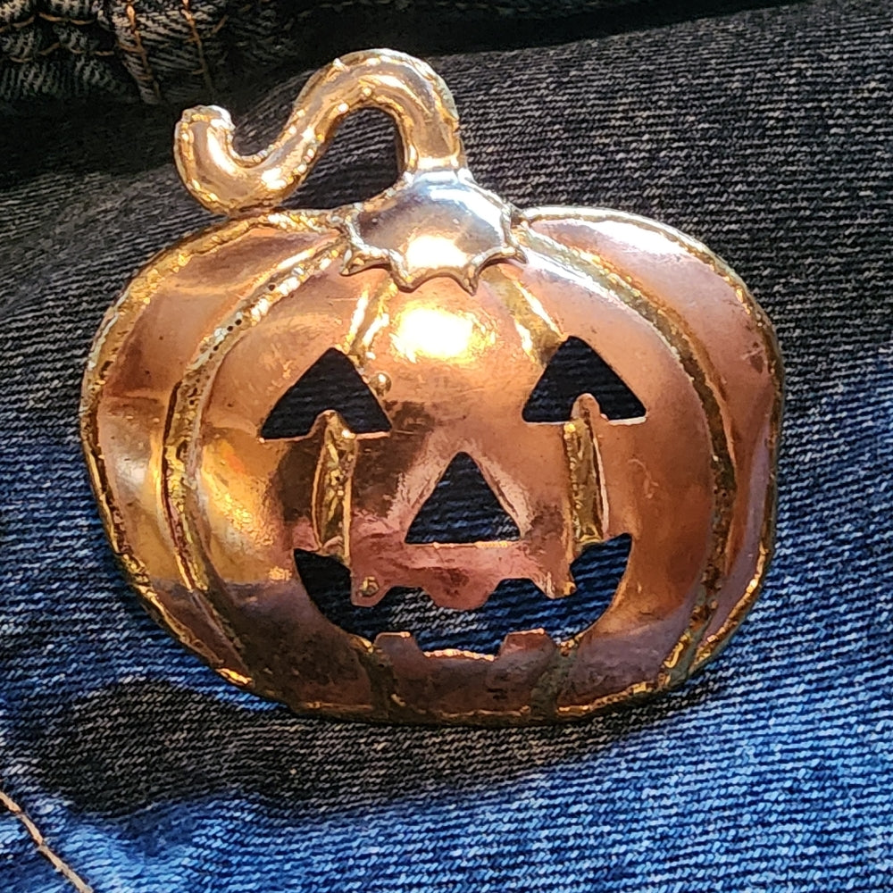 Handmade mixed metal pumpkin pendant brooch scarf pin fashion jewelry