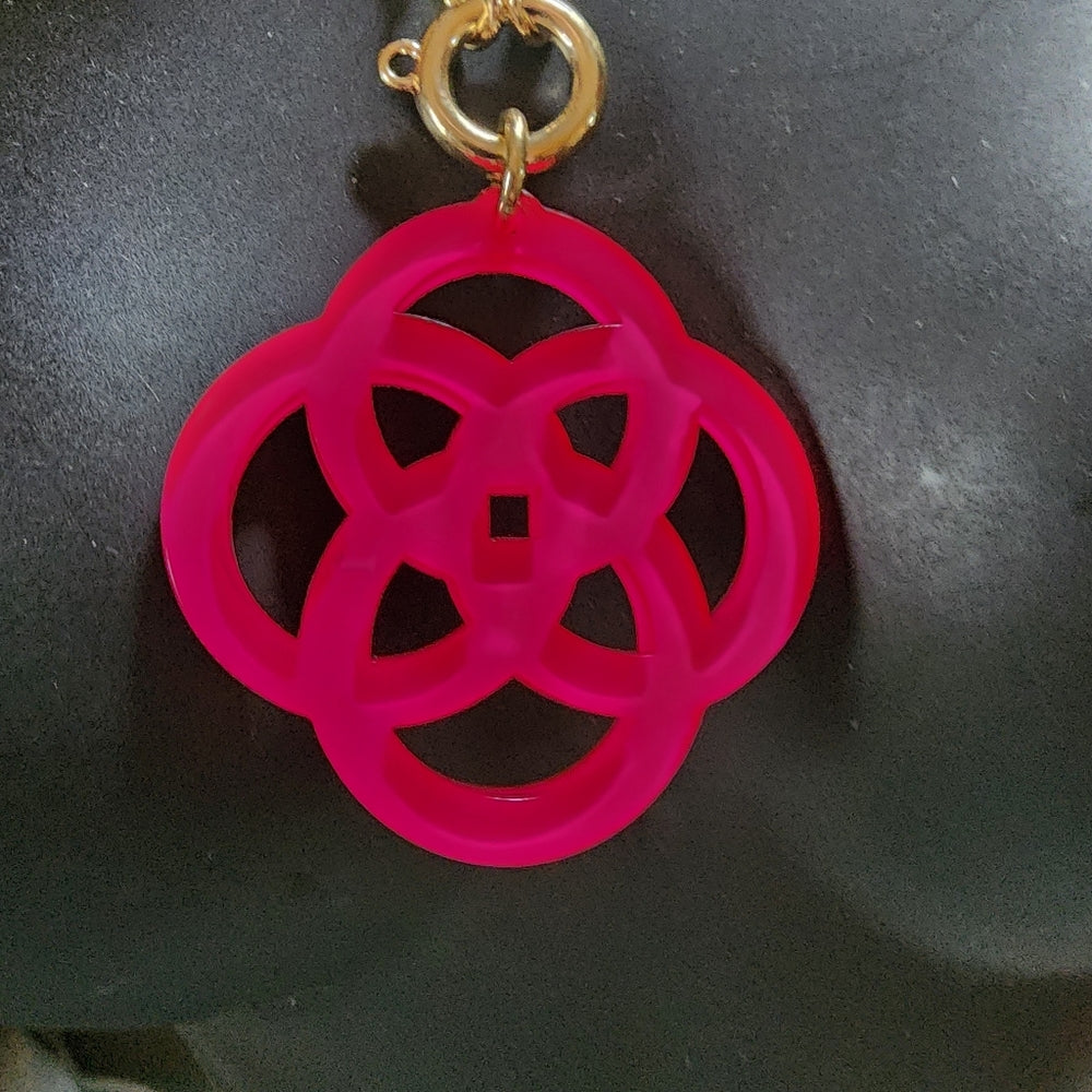Statement necklace Hot Pink Resin Clover long necklace pendant zenzii Jewelry