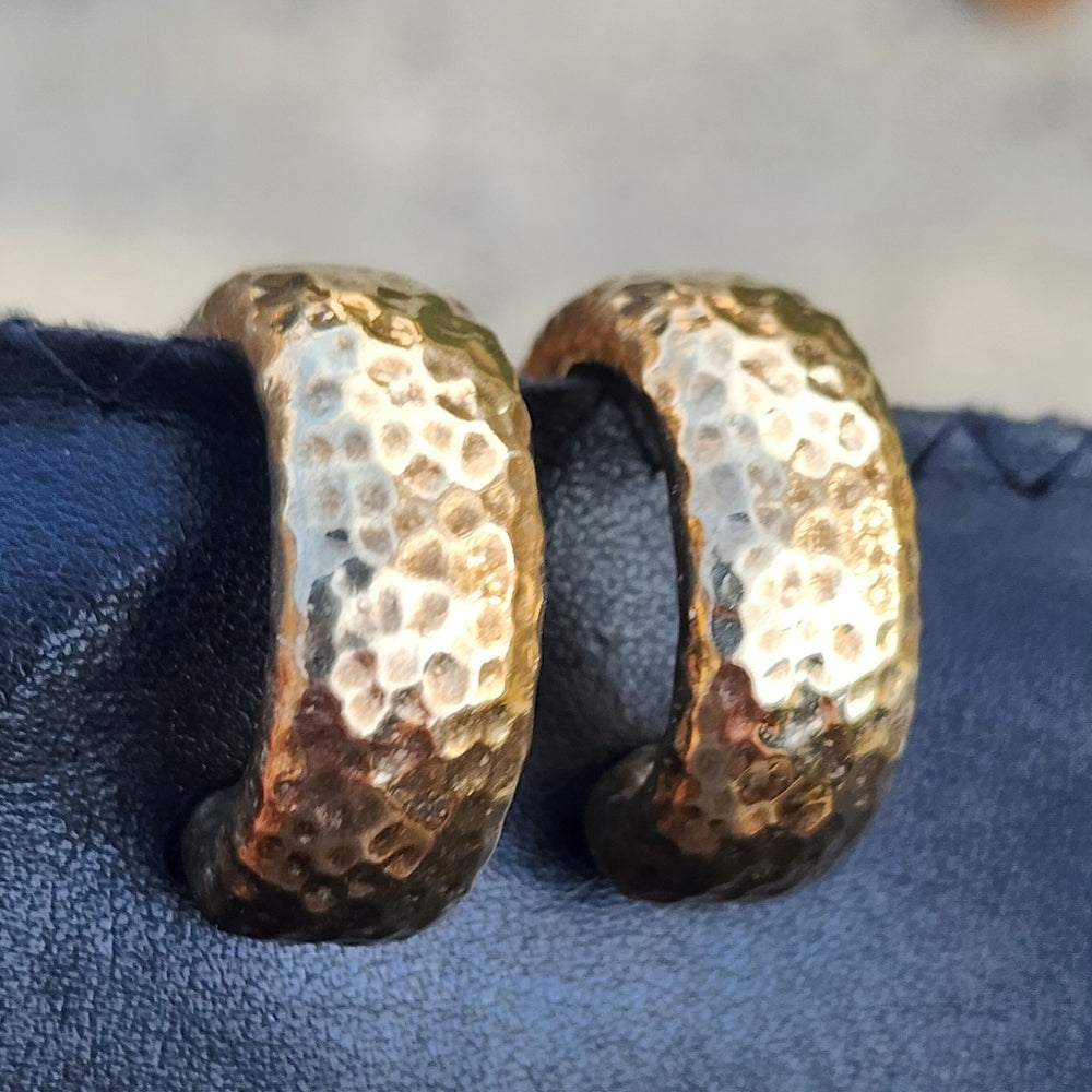 Sterling Silver Gold vermeil Hammered hoop clip on earrings Simon Sebbag SSD