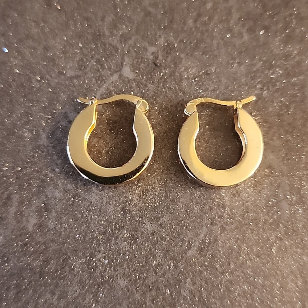 Sterling Silver Gold vermeil minimalist hoop earrings petite fine  jewelry