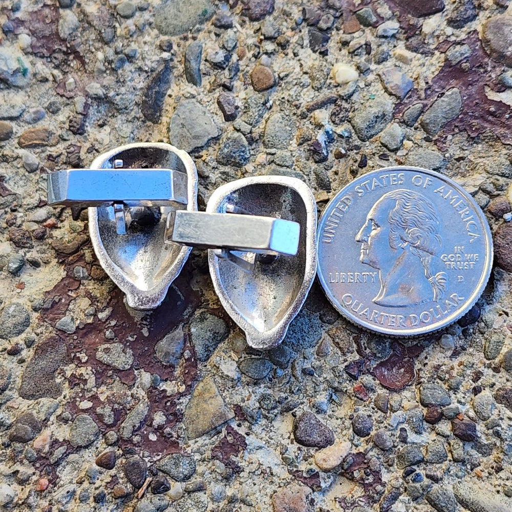 Vintage sterling silver figural face Mens cufflinks whimsical jewelry