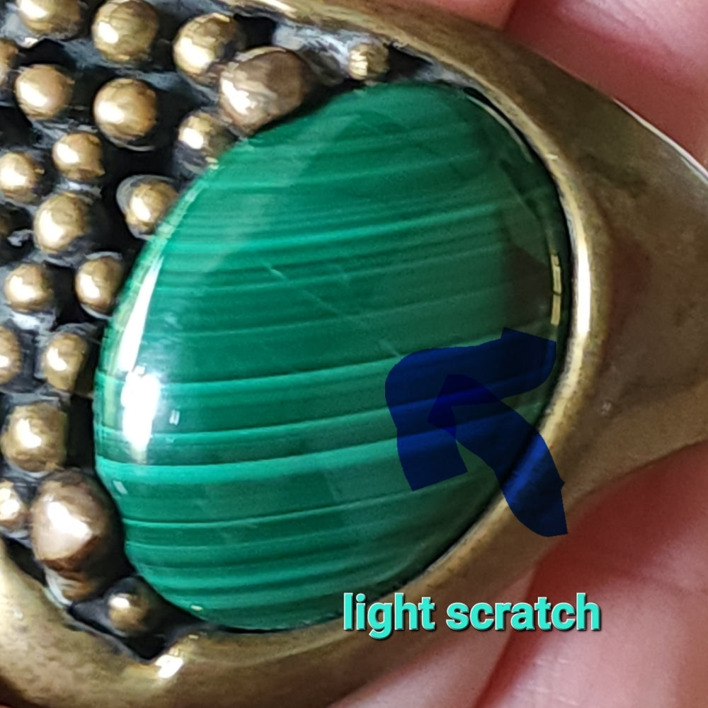 Rare Stephen Dweck modernist abstract malachite bronze cuff bracelet Designer