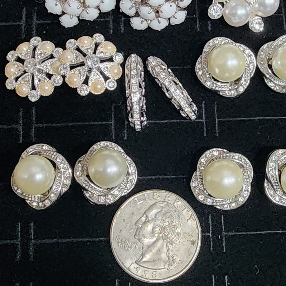 SALE Costume fashion jewelry bundle lot Pierced earrings rhinestone faux pearl