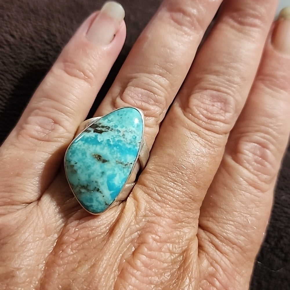 Sterling silver Jay King Desert Rose company turquoise ring size 8.5