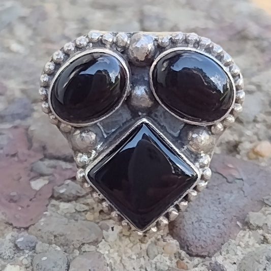 Sterling silver 926 onyx ring size 8