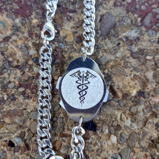 Medical alert bracelet with pill box 9.5 in Long unisex