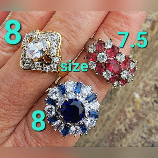 Lot 3 FAKE marked 925 sterling silver rings ring sizes are 7.5 8 8