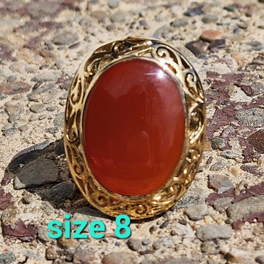Gold vermeil sterling silver ring w carnelian size 8