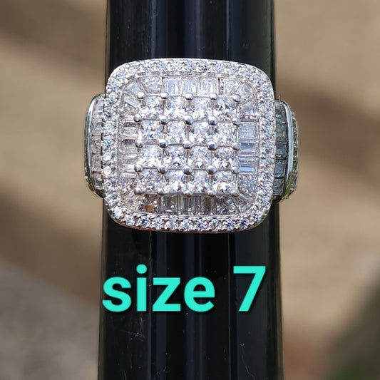 Sterling silver cubic zirconia ring size 7 engagement wedding promise