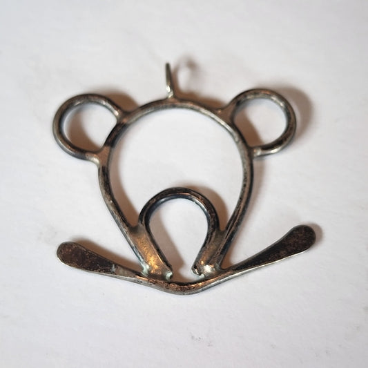 Modernist abstract sterling silver frog pendant
