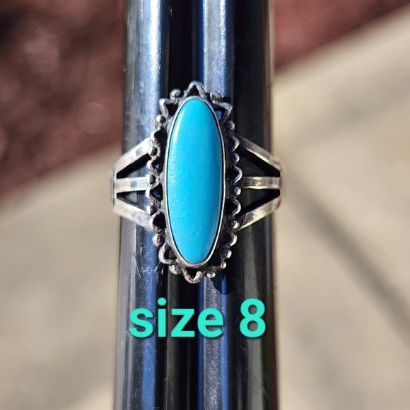Native American sterling silver vintage ring with blue stone size 8 turquoise ?