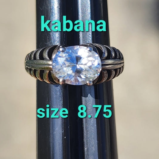 Vintage sterling silver ring by Kabana clear Stone size 8.75 wedding engagement