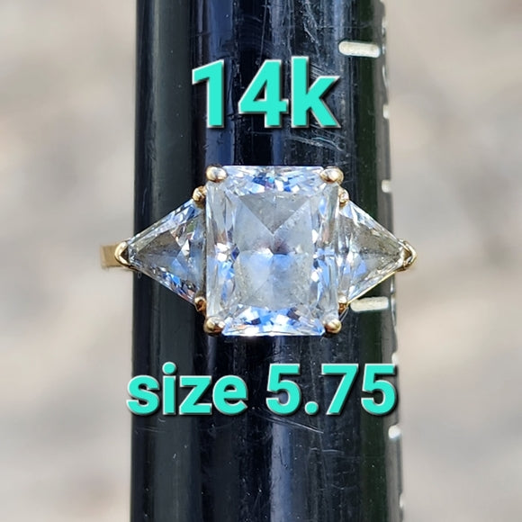 14k karat yellow gold cz wedding engagement promise ring