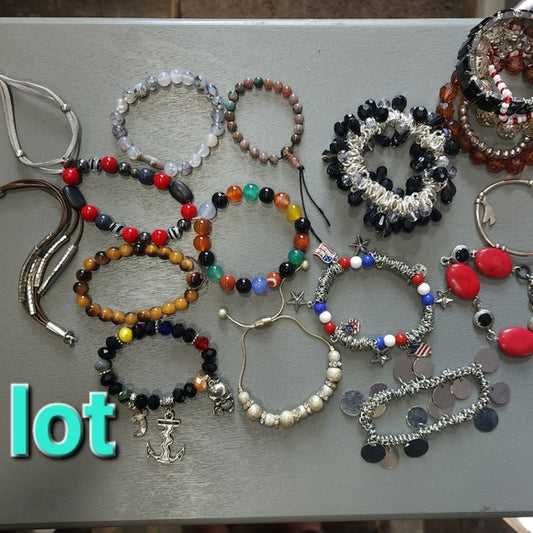 Costume fashion jewelry lot of bracelets mostly stretch some charms