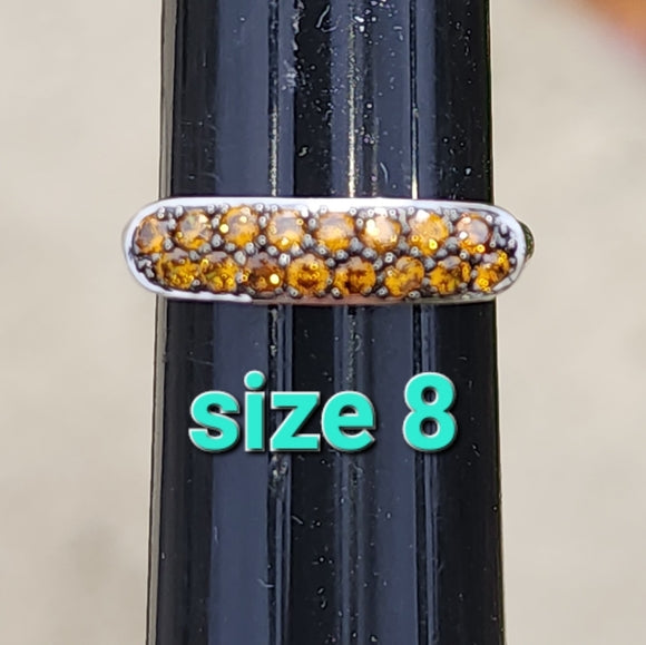Designer signed sterling silver ring by Meda size 8 orange yellow gemstones