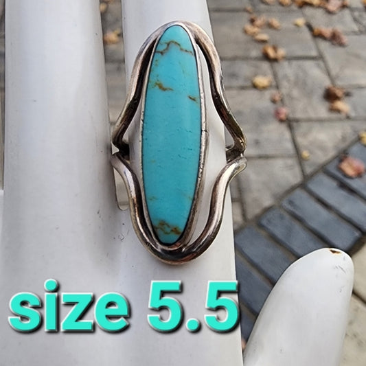 Mexican sterling silver ring size 5.5 blue turquoise stone