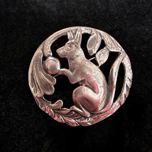 Vintage sterling silver kangaroo or squirrel brooch art deco