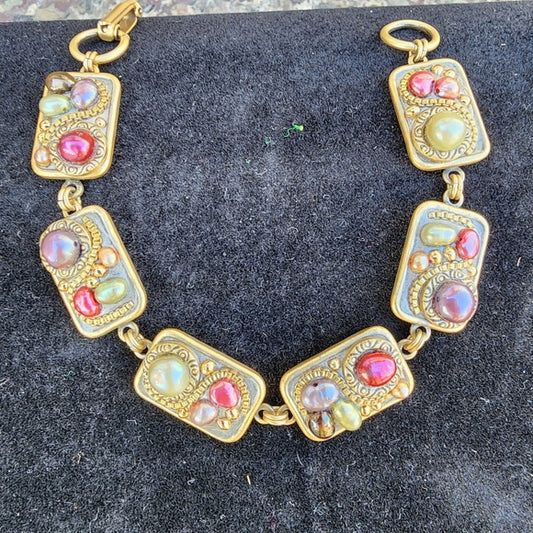 Designer Michal Golan vintage faux pearl bracelet costume jewelry