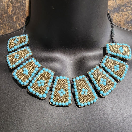 Turquoise blue rare fashion runway statement jewelry Kashmir Origin ?