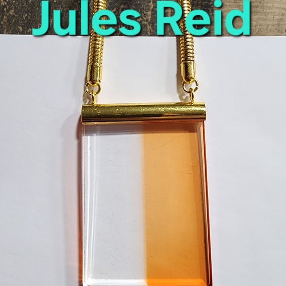 Lanvin style the Eleanor lucite orange lucite chunky runway necklace Jules Reid