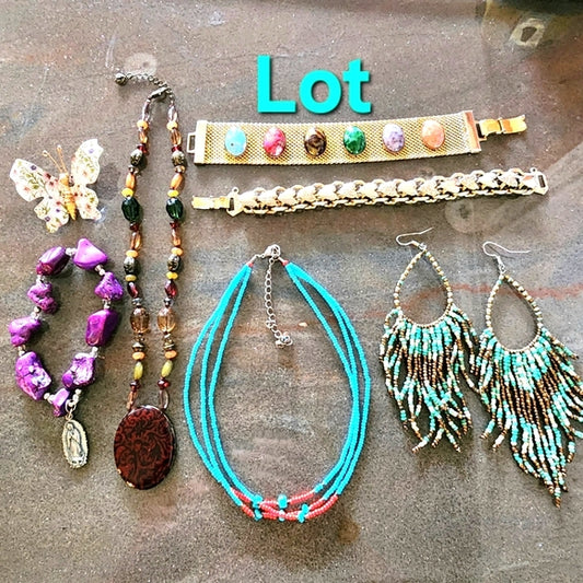 Costume Fashion jewelry bundle lot necklaces butterfly pin beaded earrings