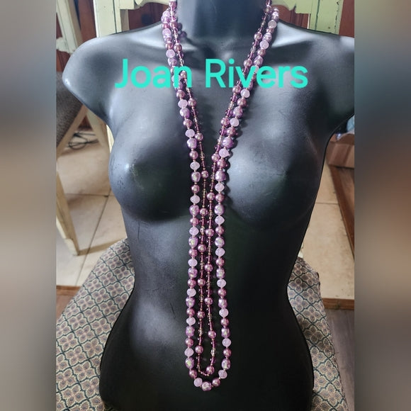 Bundle lot 2 Joan Rivers purple glass beaded necklaces designer jewelry