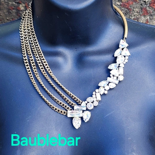 Costume fashion jewelry Baublebar rhinestone gold tone necklace