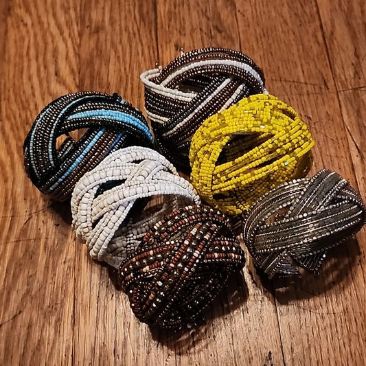 Bundle lot fashion costume jewelry 6 Beaded cuff bracelets