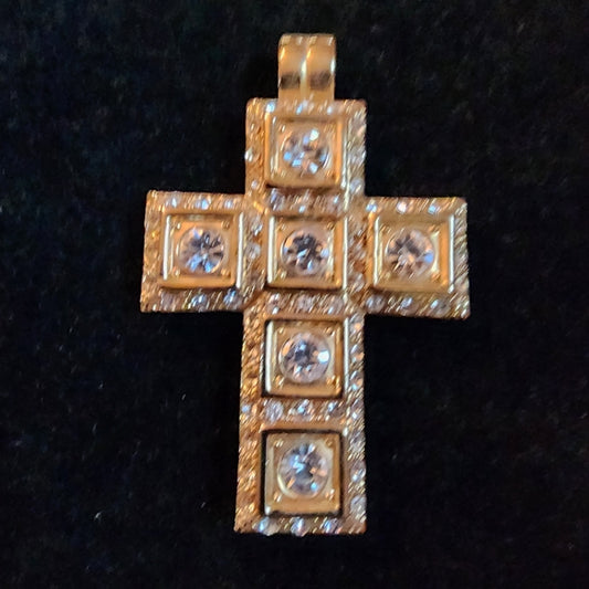 Fashion costume jewelry rhinestone cross pendant for necklace gold tone