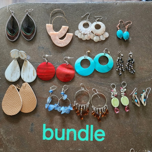 Fashion Jewelry bundle lot pierced earrings red blue dangle wear or resell