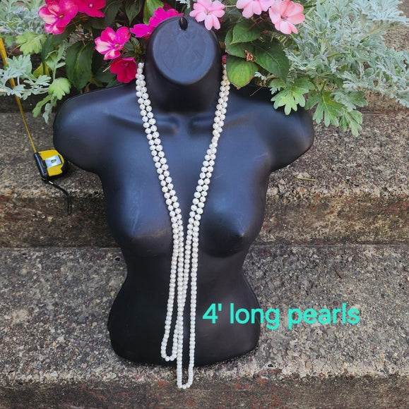 Knotted Authentic pearl pearls necklace fine jewelry hangs 4 foot long strand