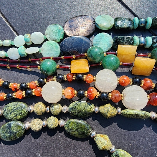 Bundle lot of 4 hard stone gemstone necklaces fine jewelry handmade fashion