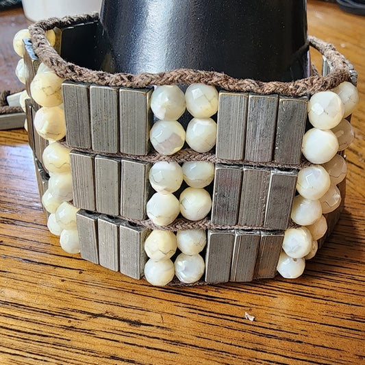 Heavy chunky embellished wrap bracelet unisex fashion statement jewelry