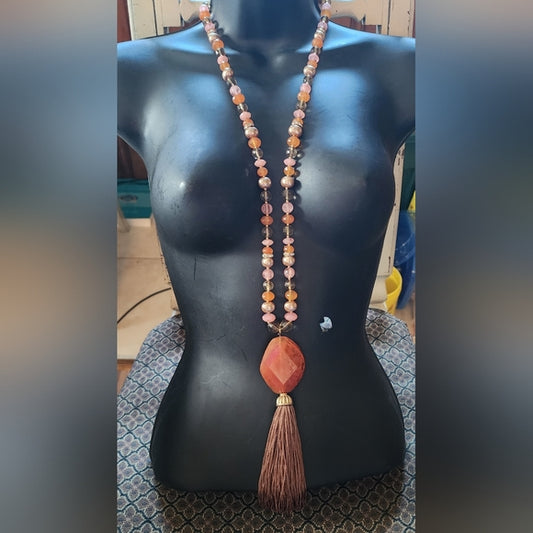 Jones New York tassel beaded necklace statement fashion designer jewelry
