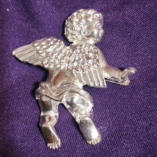 Christmas bundle lot  4 cherub angles cupid silver tone brooch scarf pin pe…