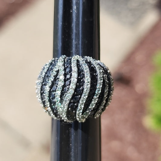 Sofia Vergara black white cubic zirconia zebra print oversized ring missing 1