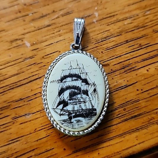 1975 sarah coventry vintage legends sea ship pendant vintage costume jewelry
