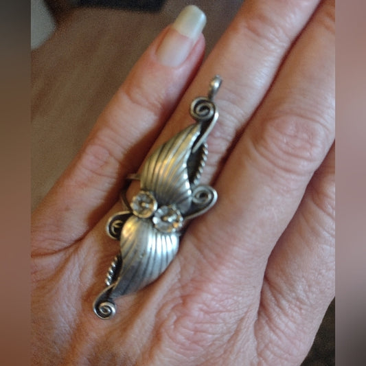 Vintage Native American sterling silver ring or pendant size 7.75 Unique