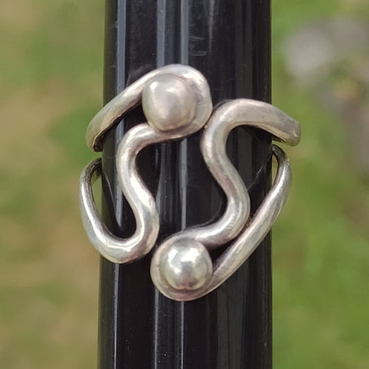 Sterling silver modernist Mid Century geometric type ring size 8.5