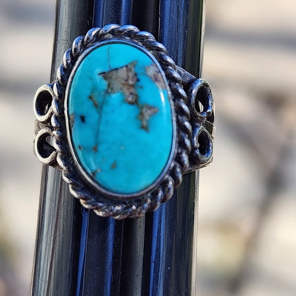 Vintage Sterling silver Native American Turquoise Ring as is size 8.5